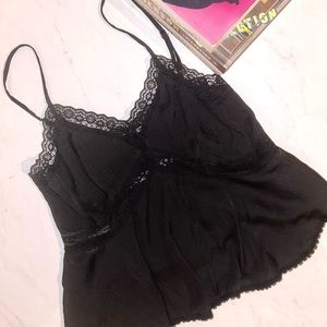 Black lace cami vintage style blouse